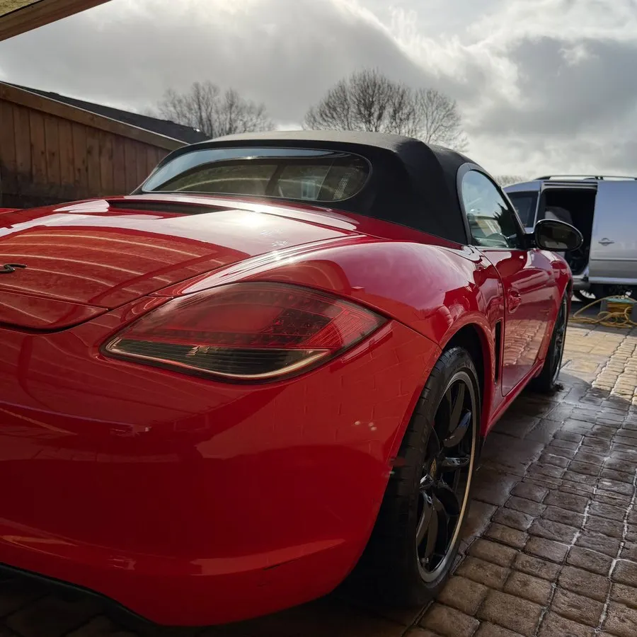 Red Porsche Boxster with a high-gloss finish by RD Valeting